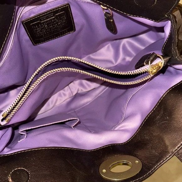 Coach Dark Brown Shoulder Bag with Gold Accents - Picture 12 of 16